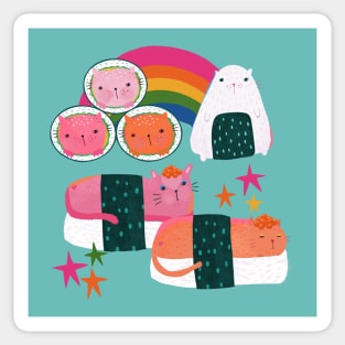 Sushi Cat Rainbow Rolls Sticker